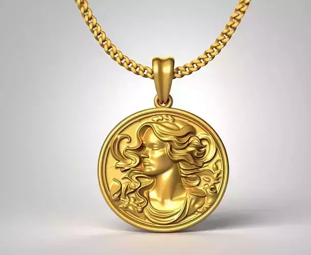 Lady scuplture pendant charms - one inch pendant