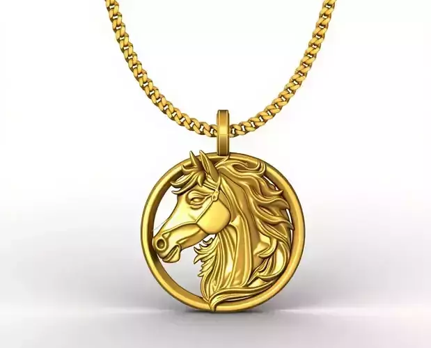Horse Pendant STL 3D Model for Jewelry - One Inch Pendant