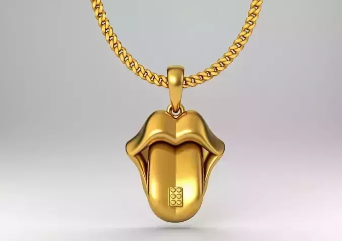 tongue lips pendant charms - one inch pendant