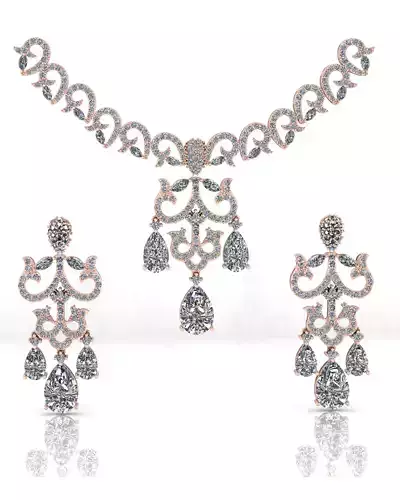 pear and marquise  jewelry set earring and necklace  