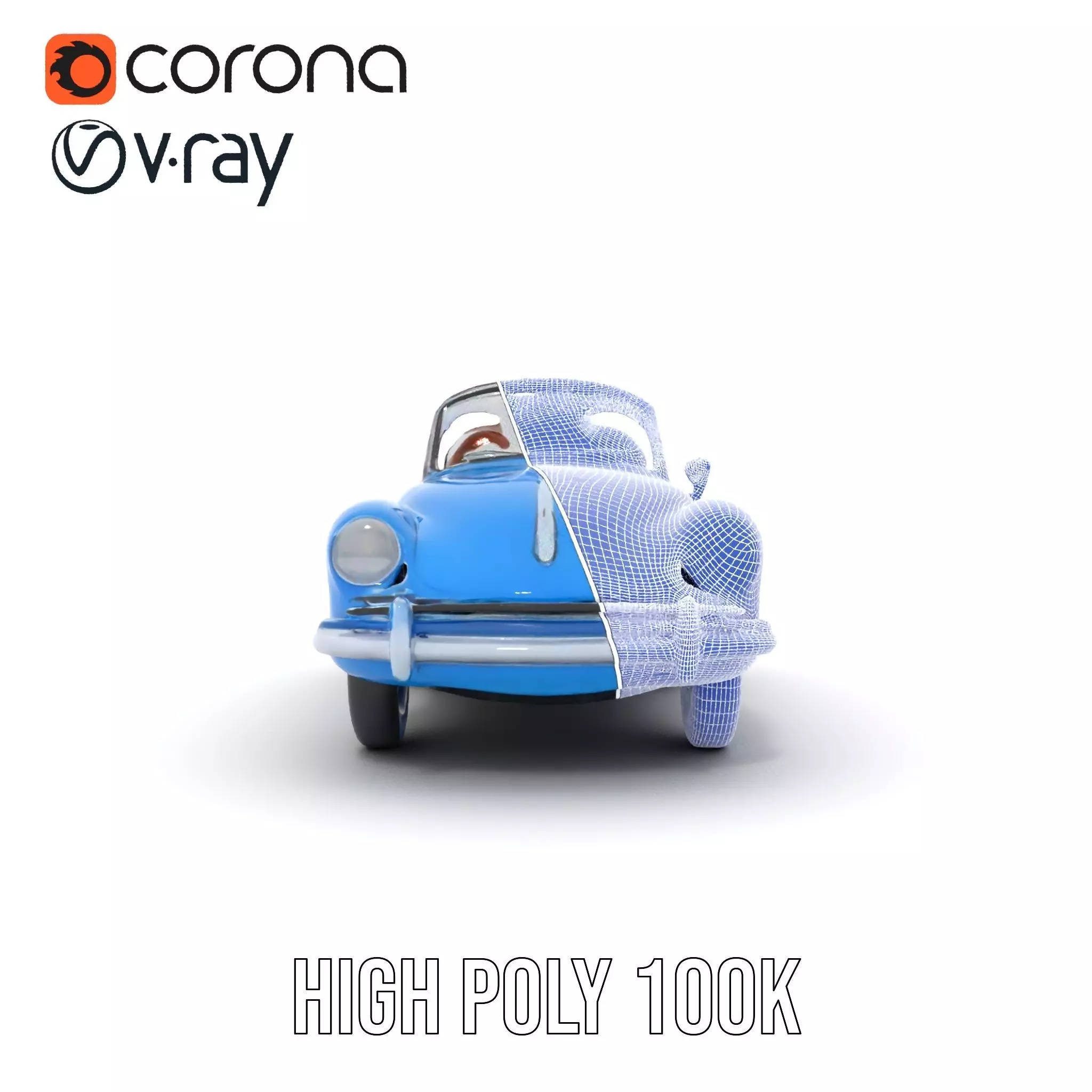 Azure Convertible Classic Car model pack Low-poly 3D model_35