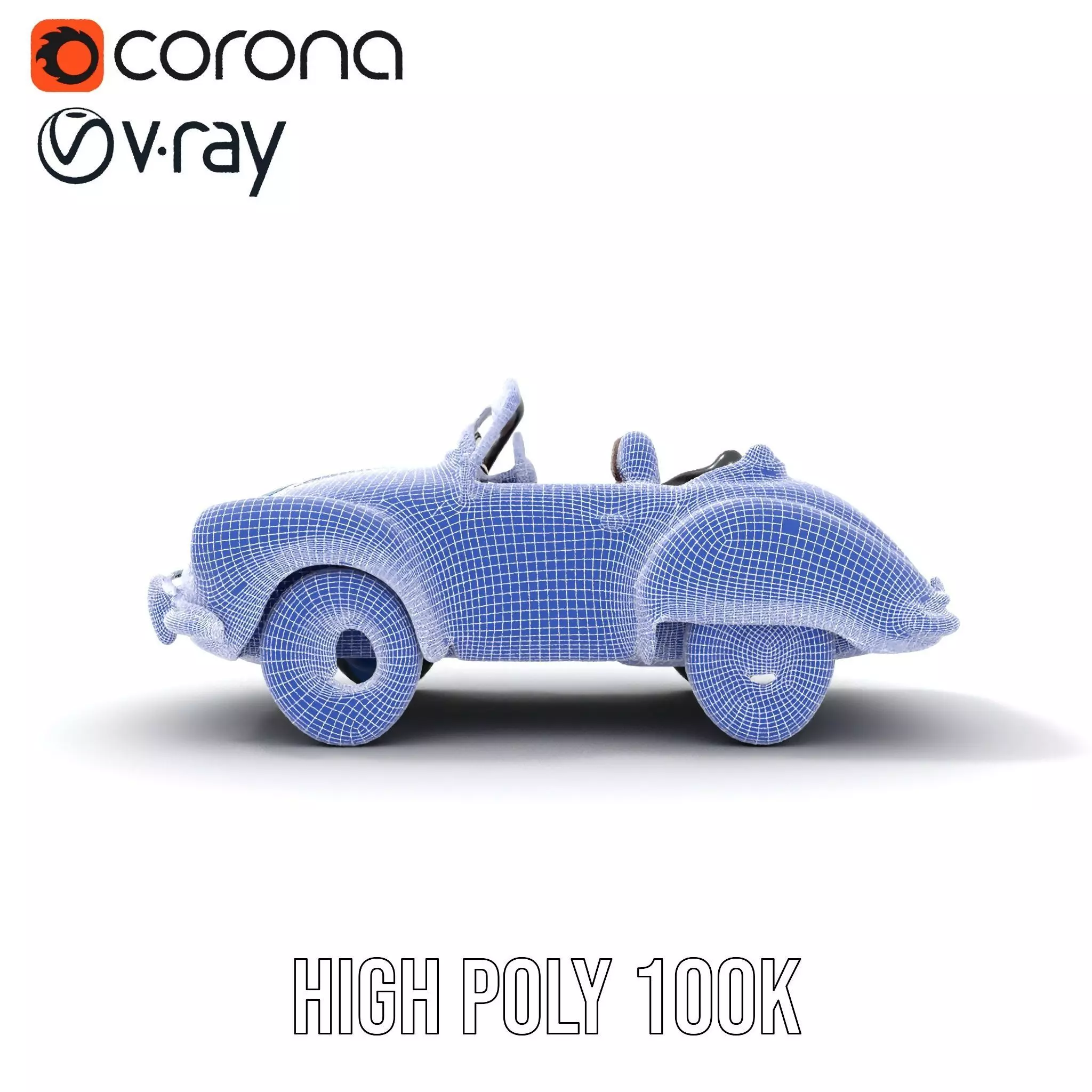 Azure Convertible Classic Car model pack Low-poly 3D model_34