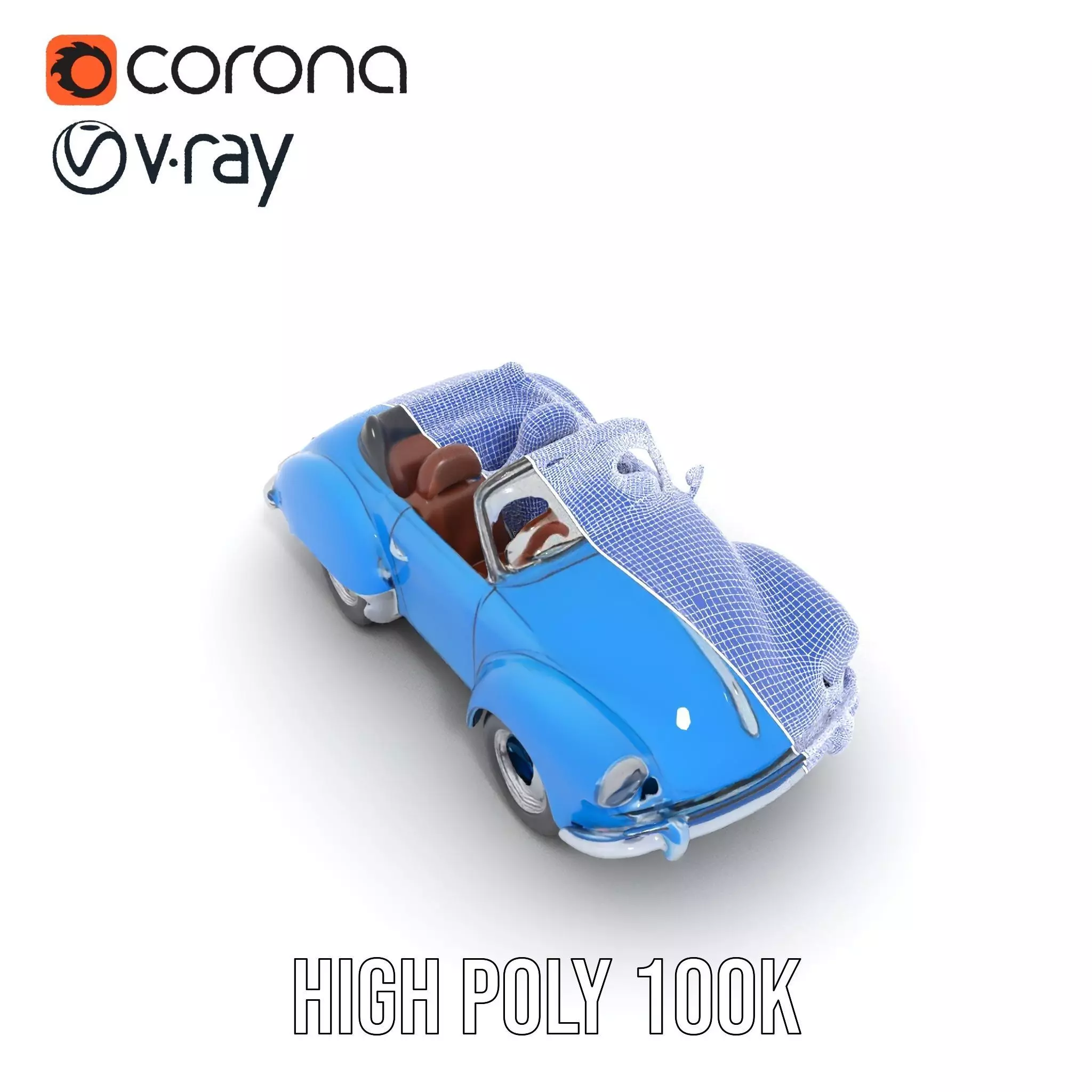 Azure Convertible Classic Car model pack Low-poly 3D model_33