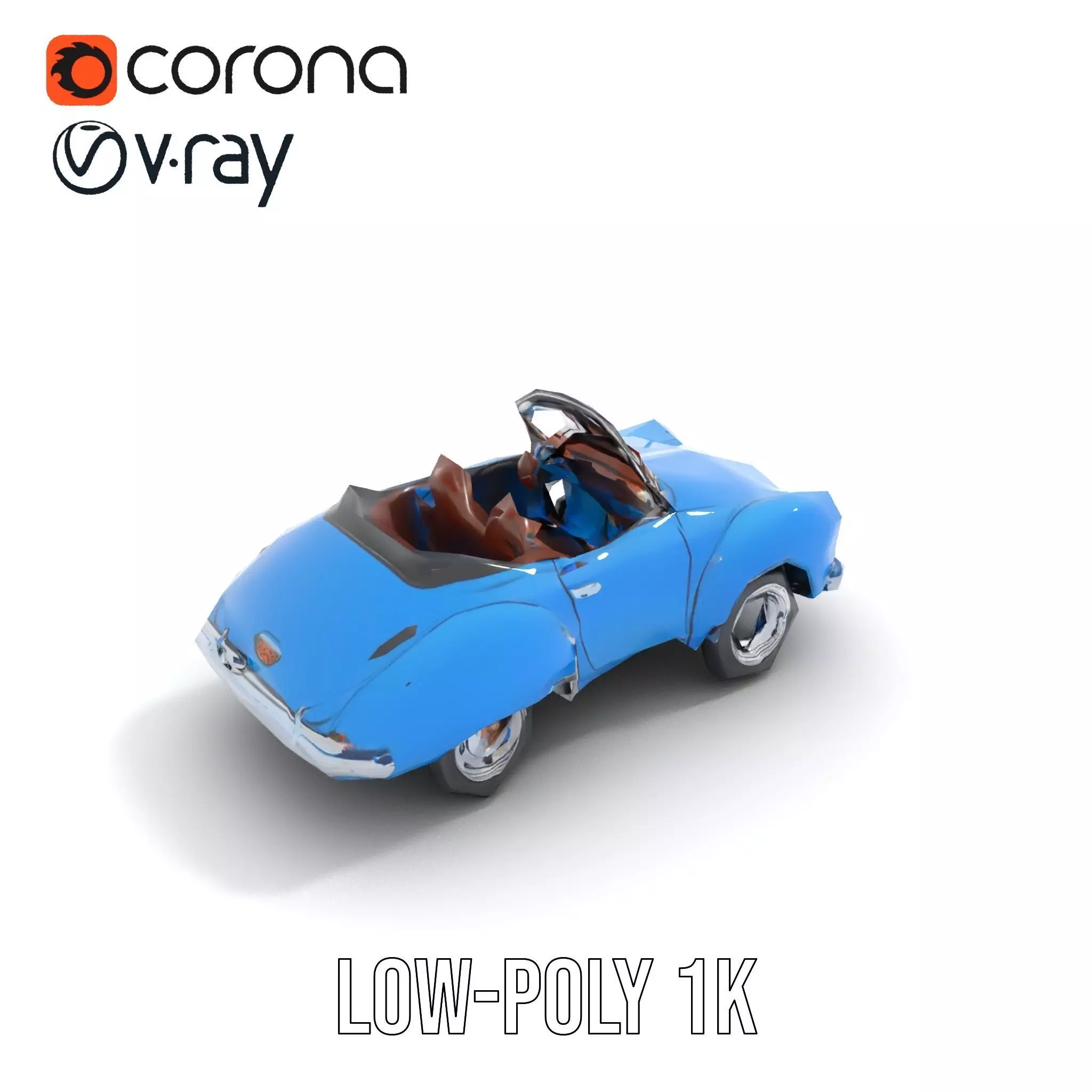 Azure Convertible Classic Car model pack Low-poly 3D model_10