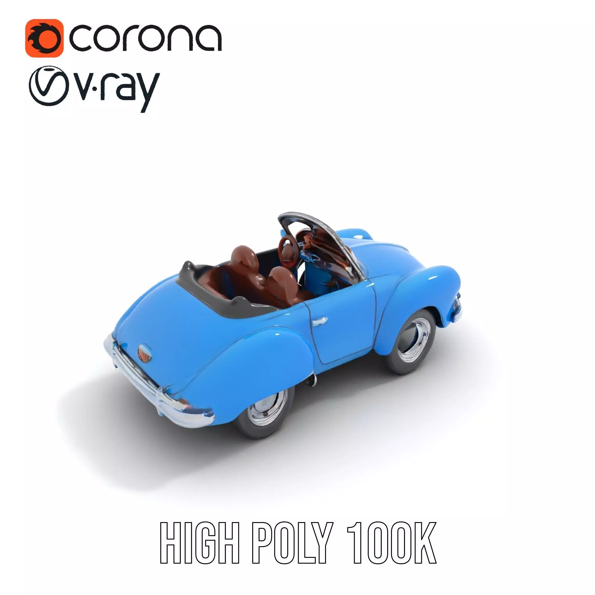 Azure Convertible Classic Car model pack Low-poly 3D model_24