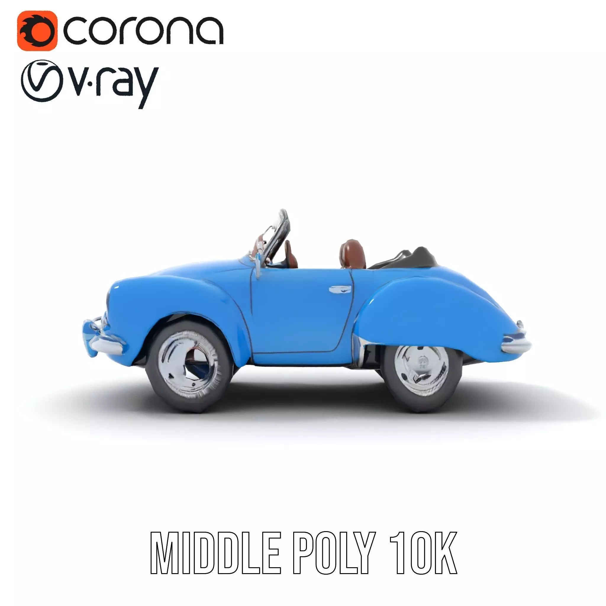 Azure Convertible Classic Car model pack Low-poly 3D model_25