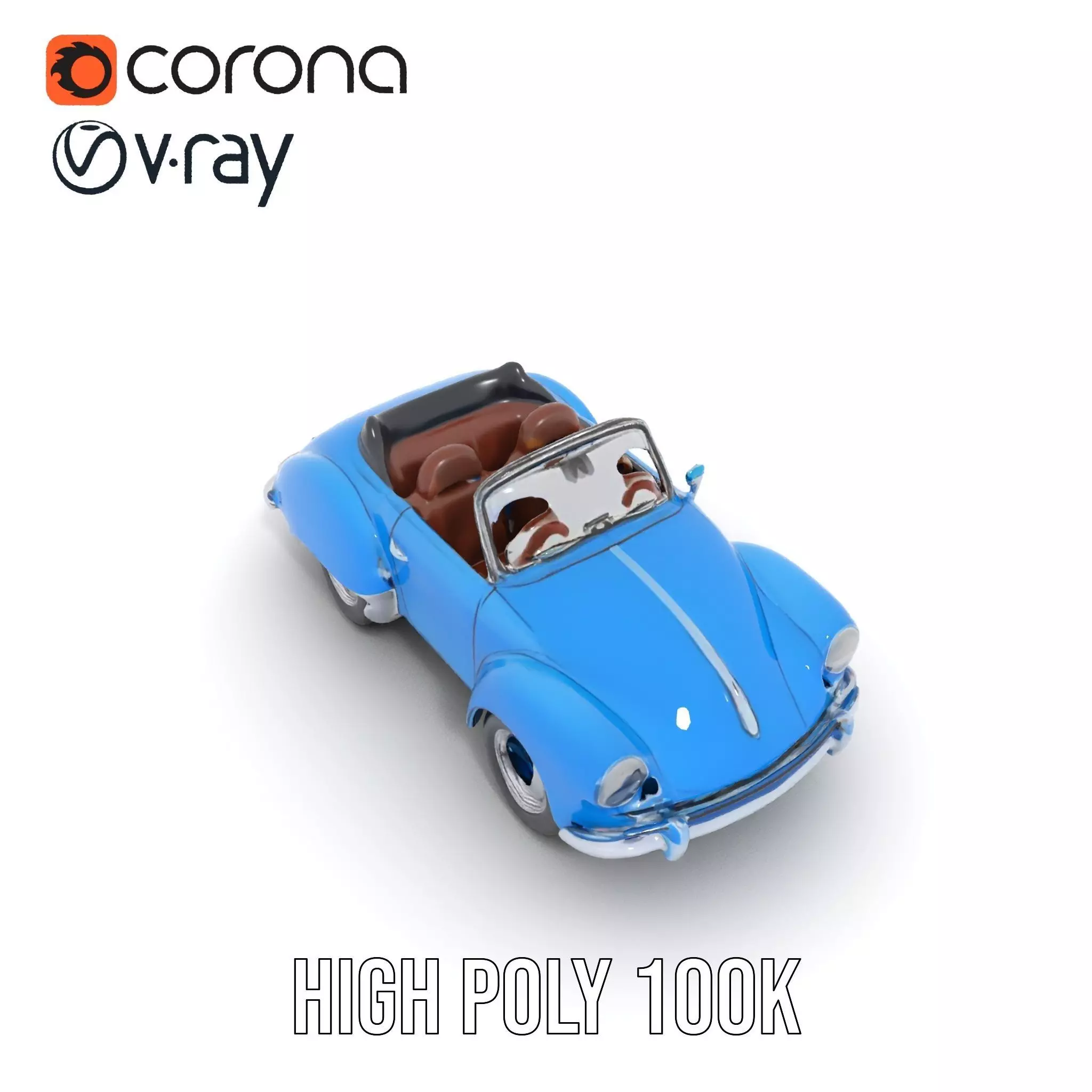 Azure Convertible Classic Car model pack Low-poly 3D model_16