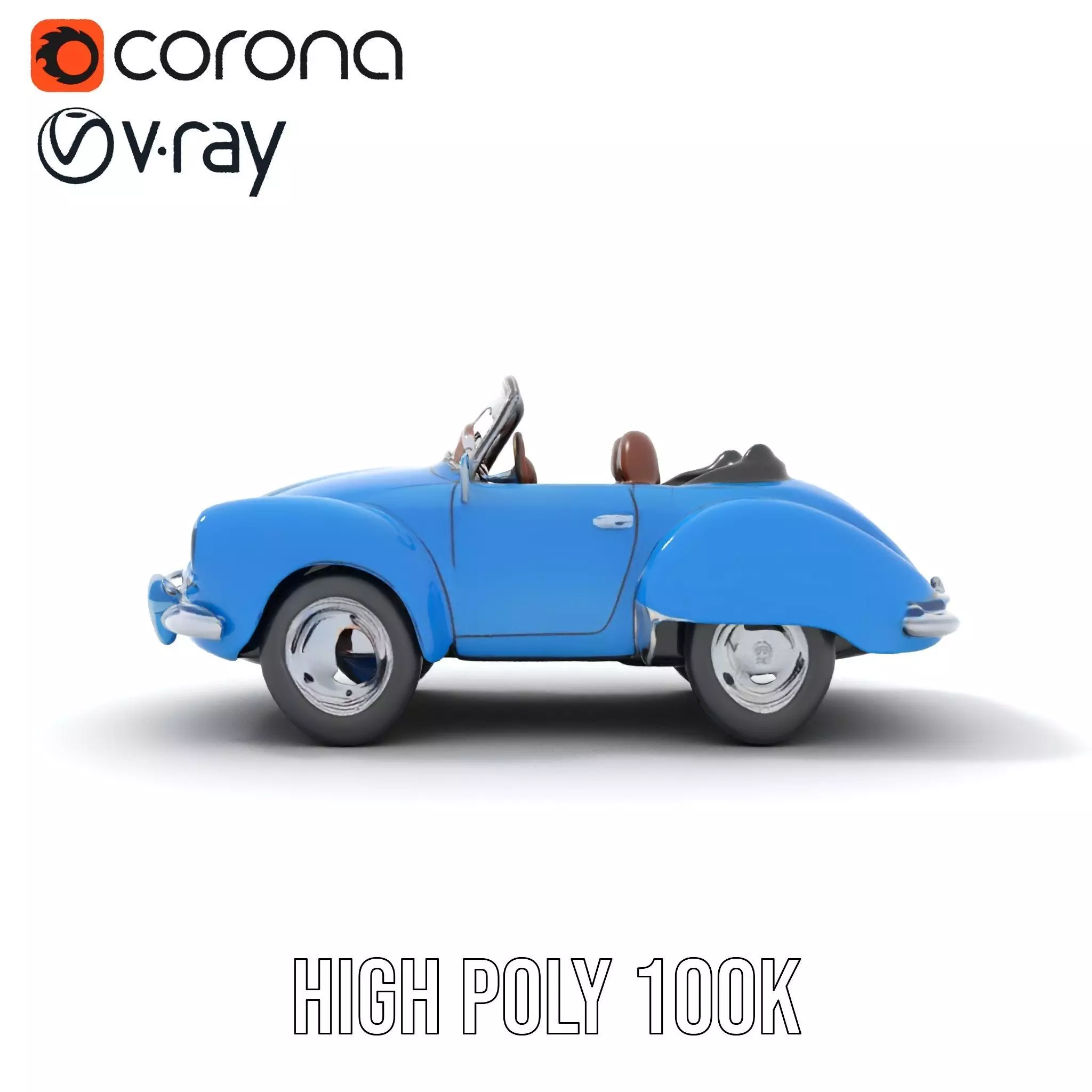 Azure Convertible Classic Car model pack Low-poly 3D model_19