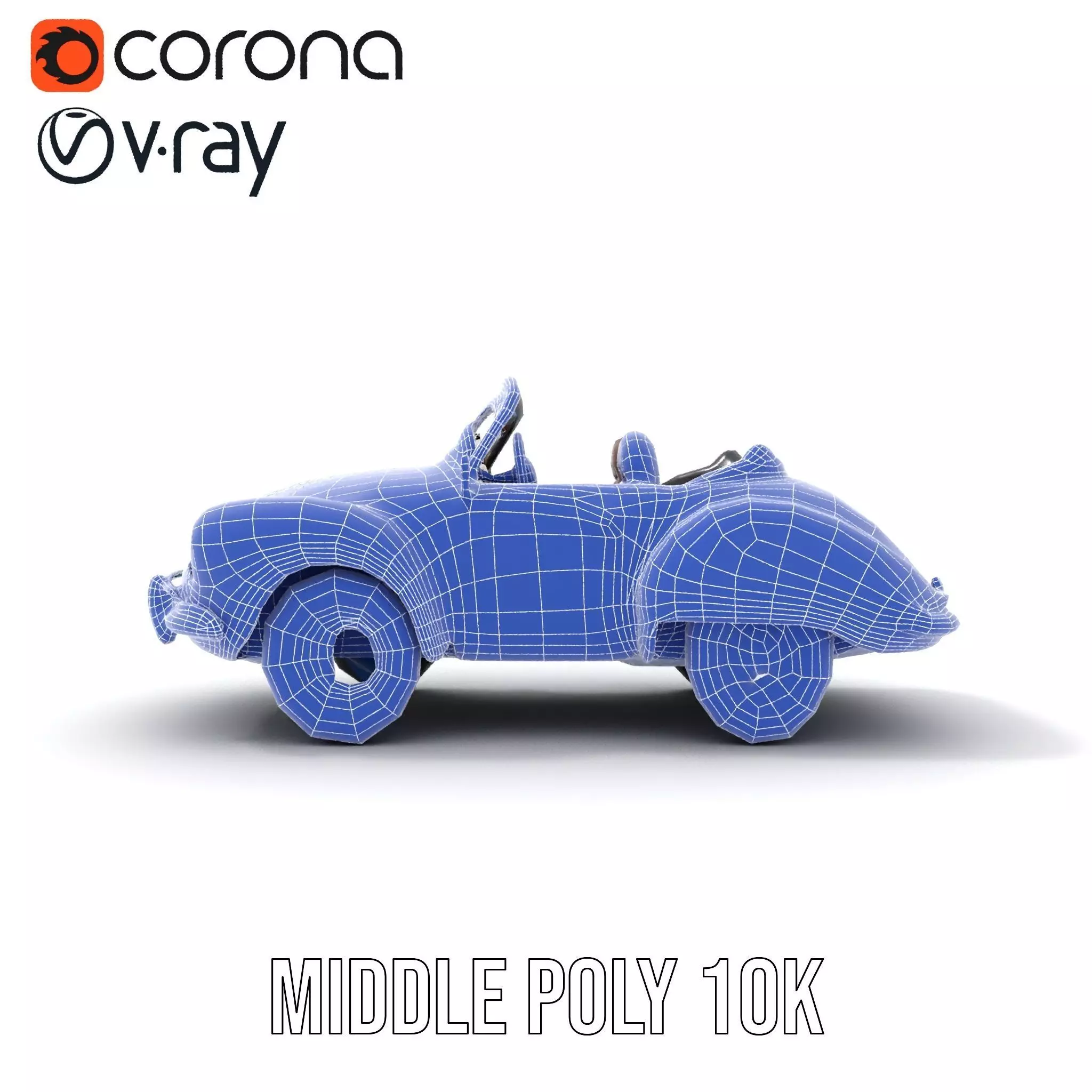 Azure Convertible Classic Car model pack Low-poly 3D model_22