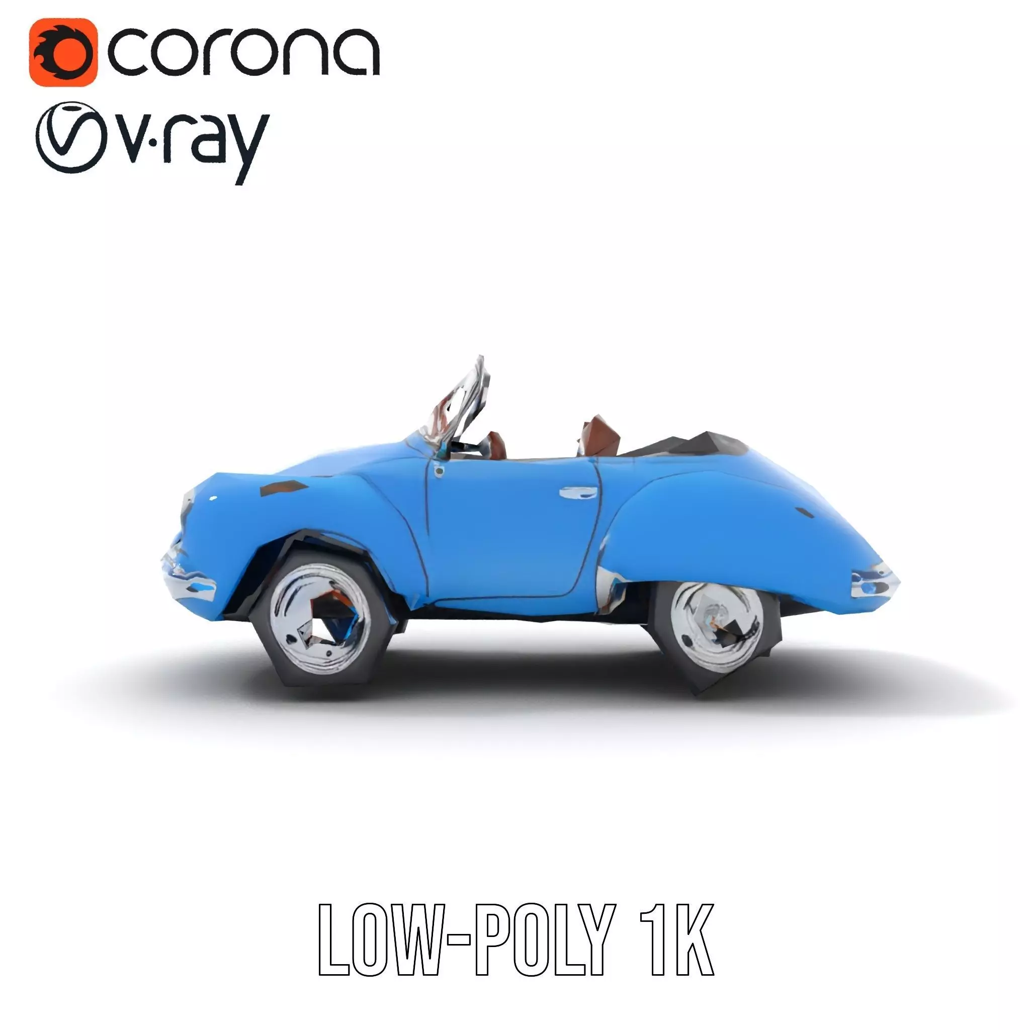 Azure Convertible Classic Car model pack Low-poly 3D model_21