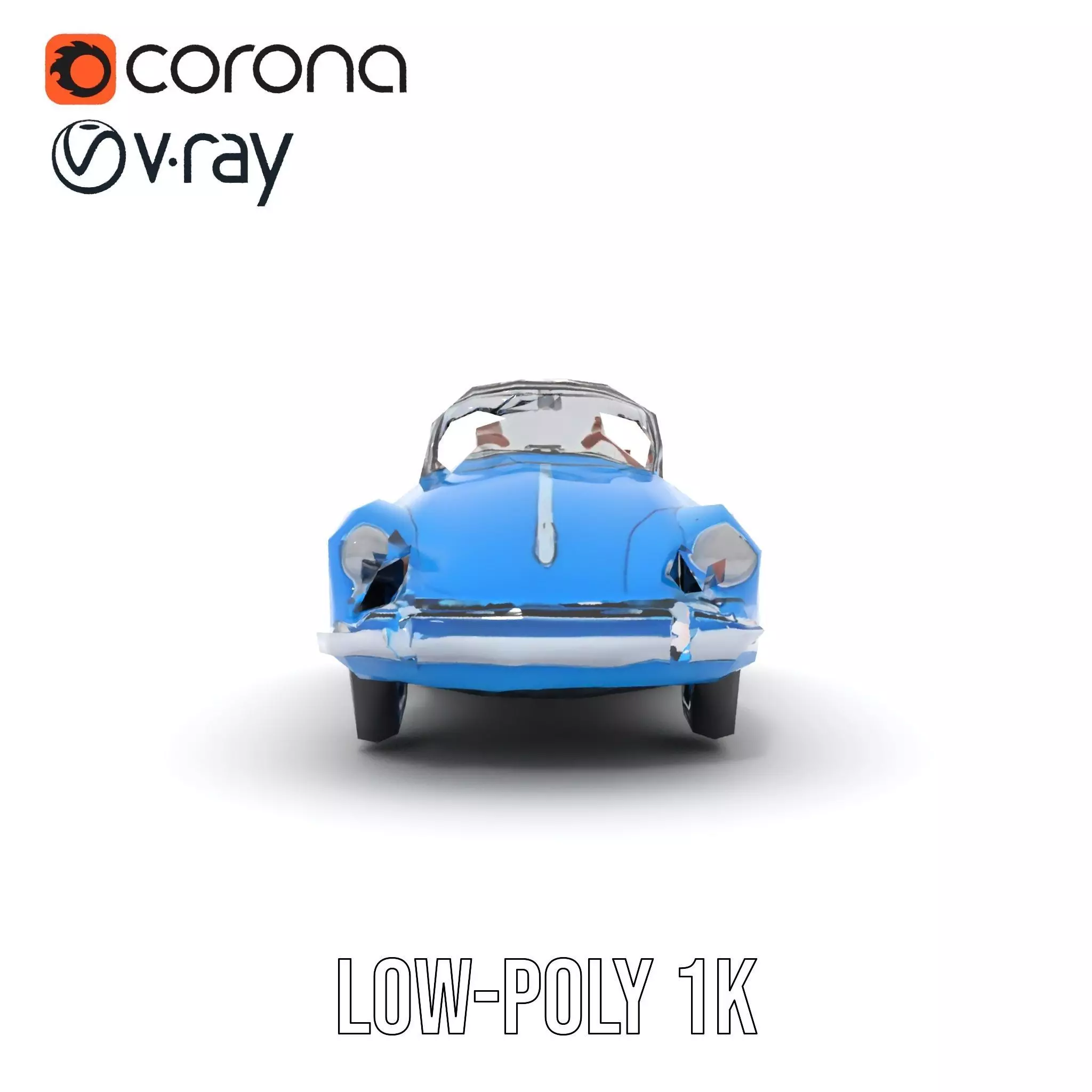 Azure Convertible Classic Car model pack Low-poly 3D model_13