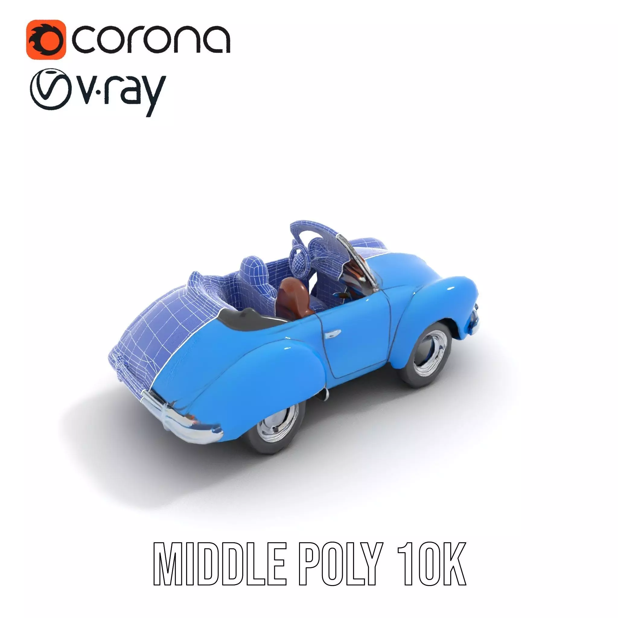 Azure Convertible Classic Car model pack Low-poly 3D model_6