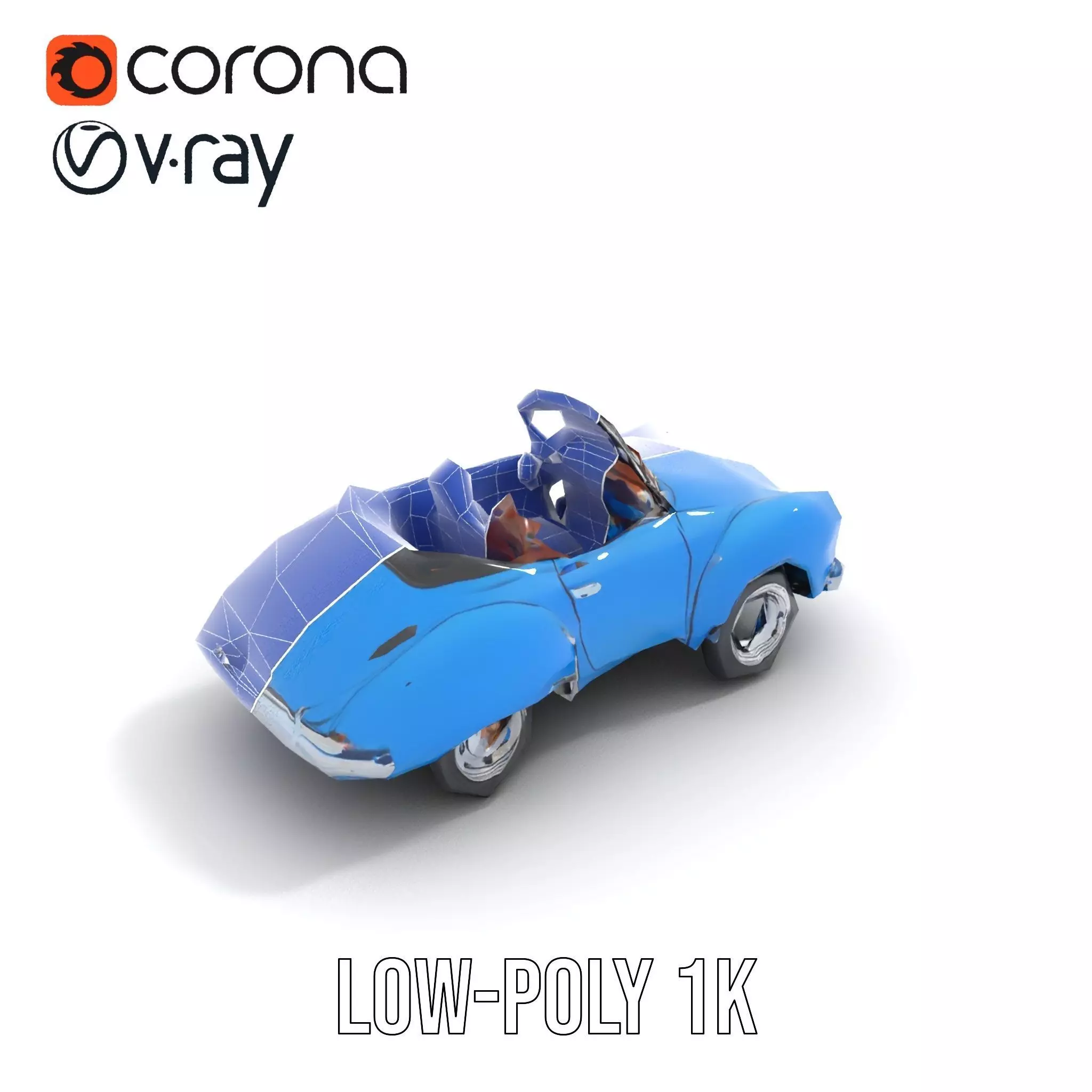 Azure Convertible Classic Car model pack Low-poly 3D model_31