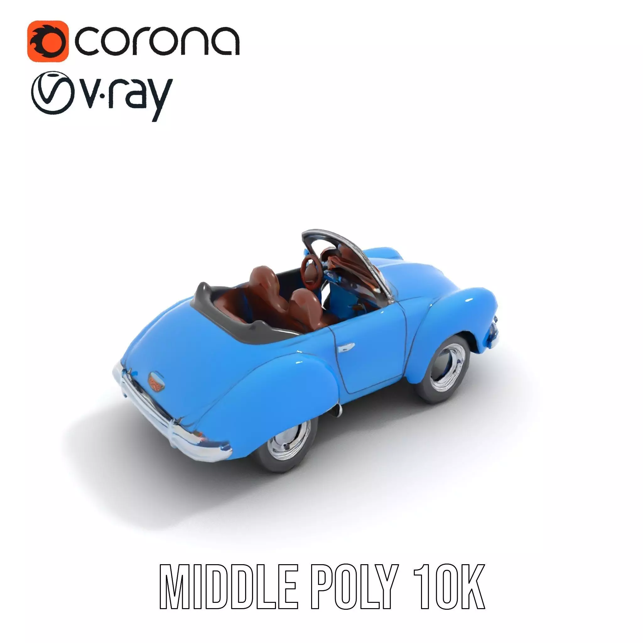 Azure Convertible Classic Car model pack Low-poly 3D model_7
