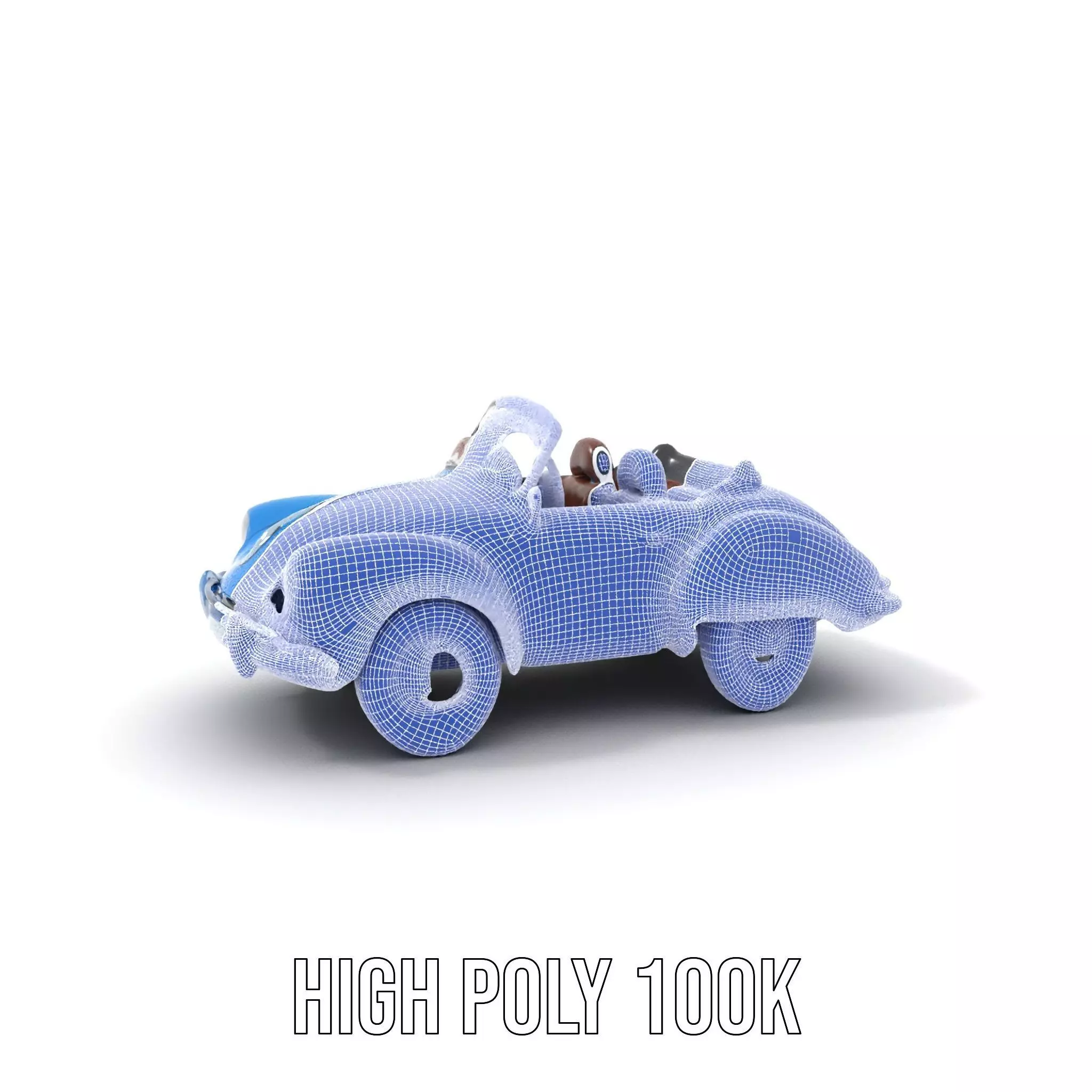 Azure Convertible Classic Car model pack Low-poly 3D model_5