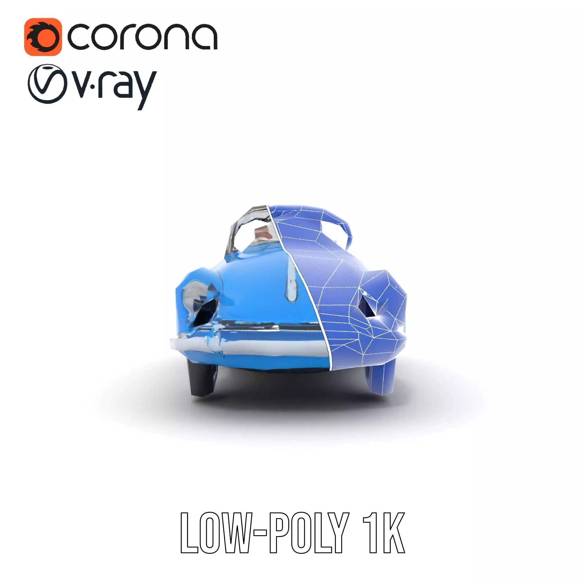 Azure Convertible Classic Car model pack Low-poly 3D model_29