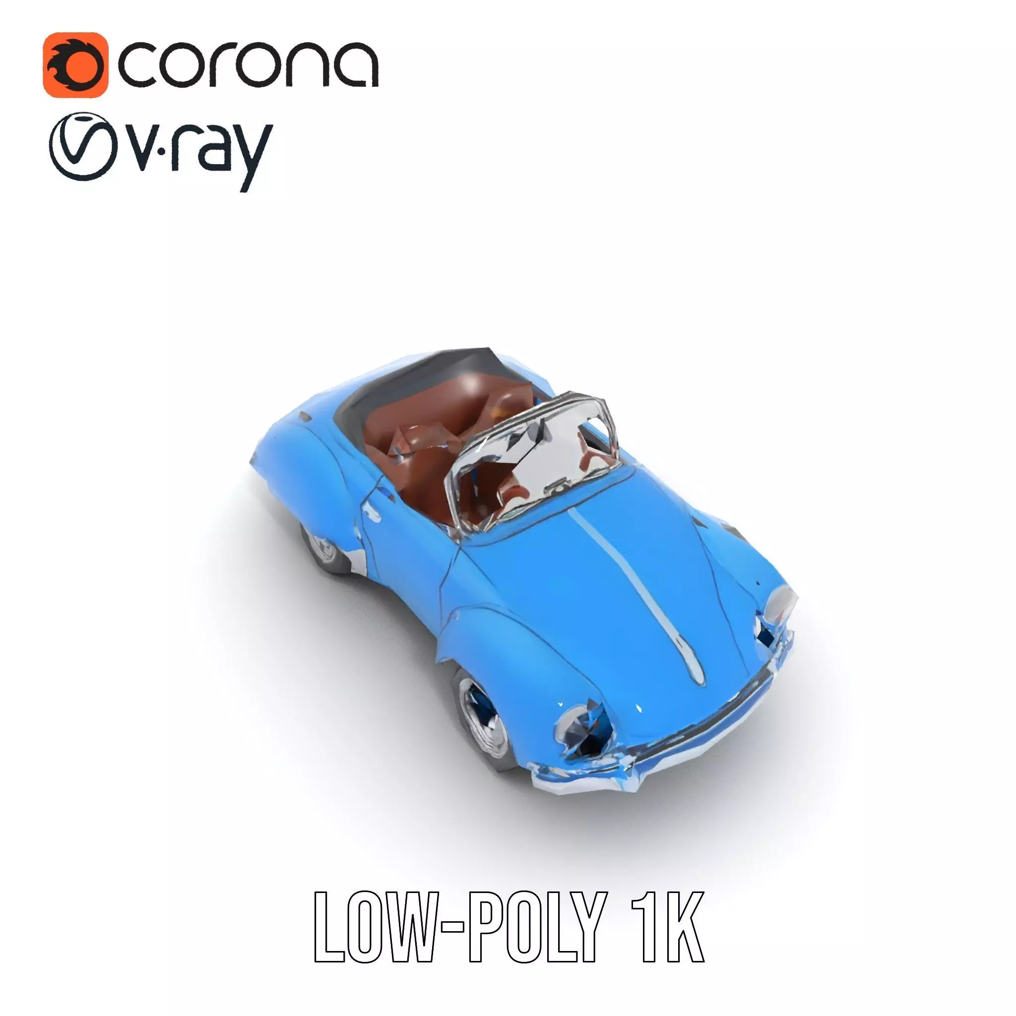 Azure Convertible Classic Car model pack Low-poly 3D model_15