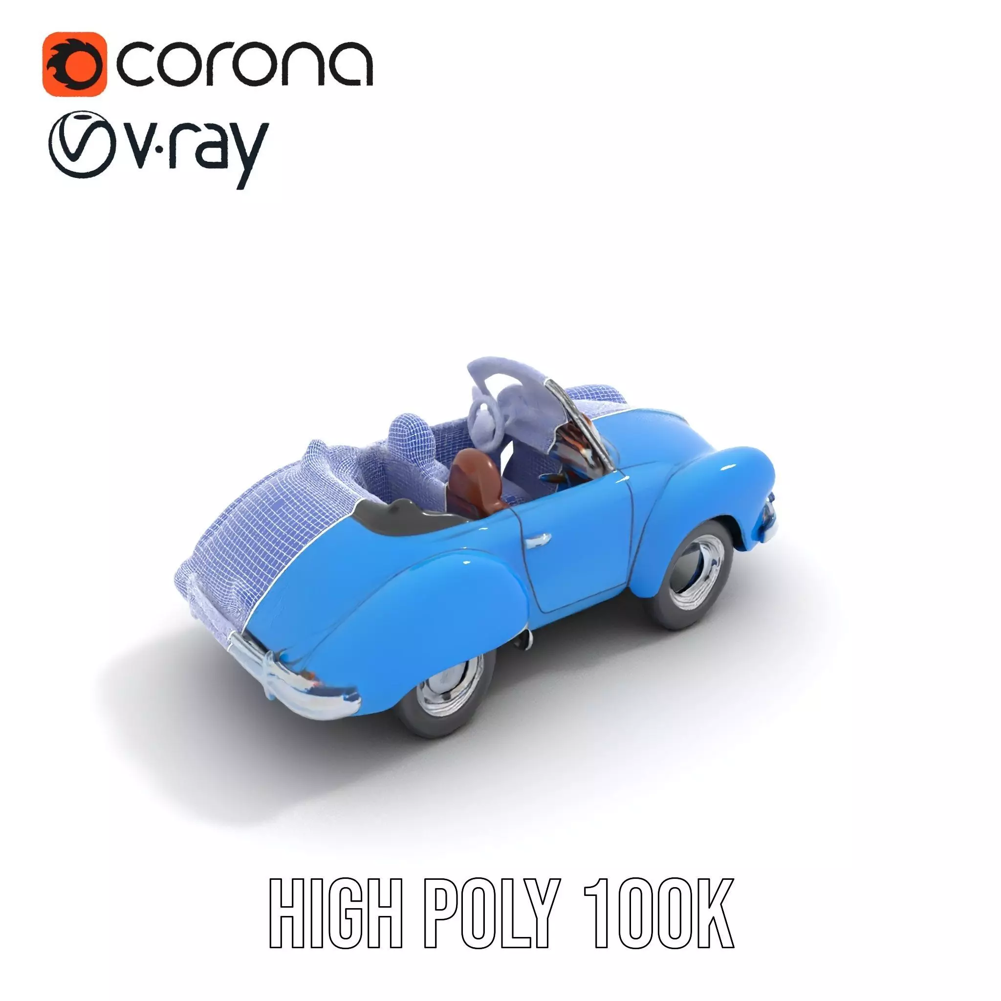 Azure Convertible Classic Car model pack Low-poly 3D model_32