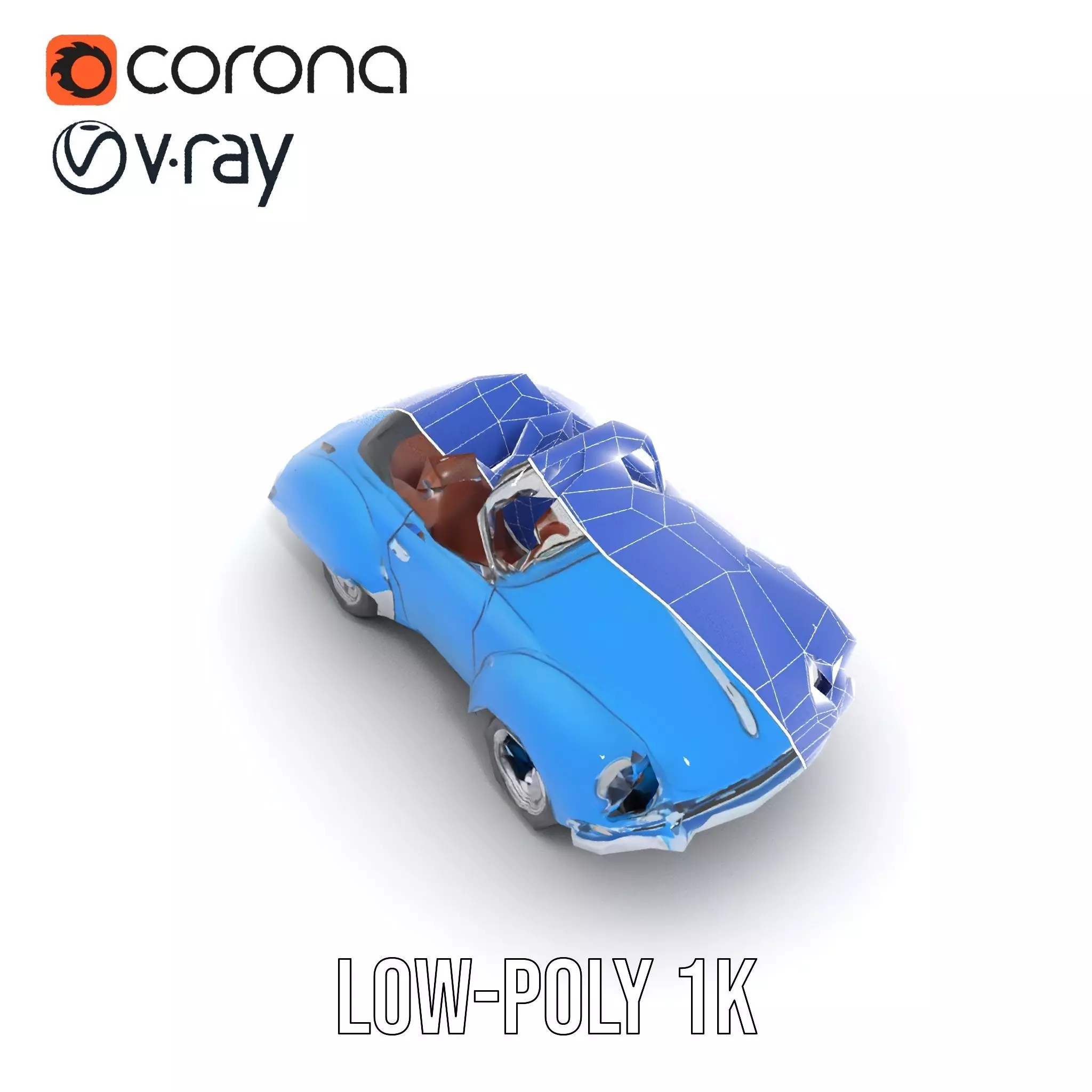 Azure Convertible Classic Car model pack Low-poly 3D model_18