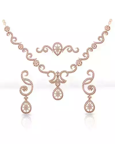 pave setting jewelry set earring and pendant and bracelet 