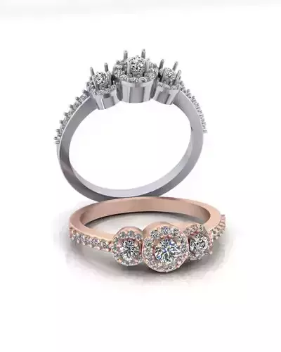 3 halo engagement jewelry ring 