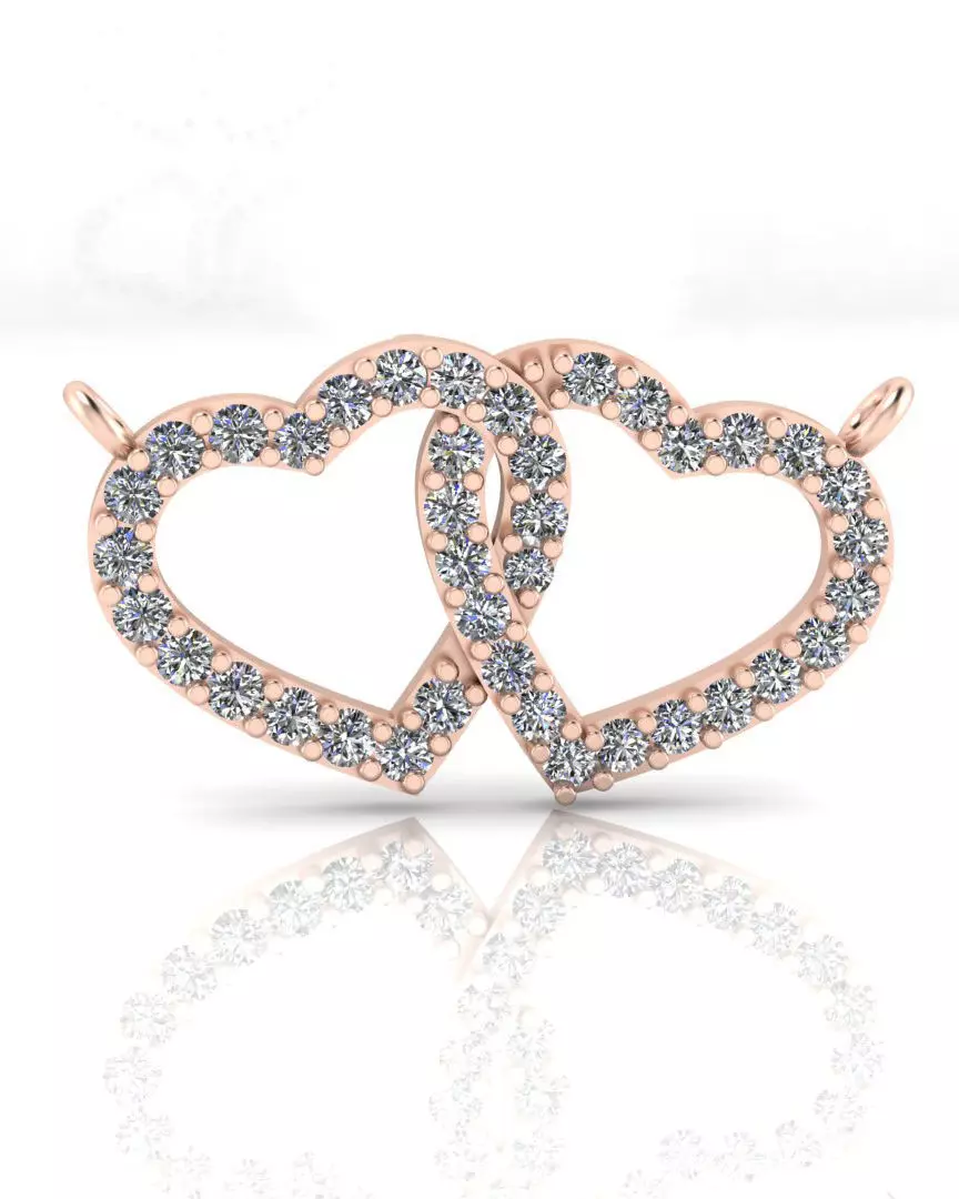 two love heart jewelry pendant 3D print model