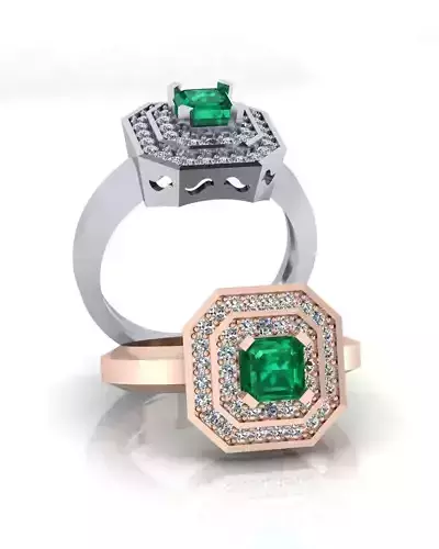 emerald halo high jewelry ring 