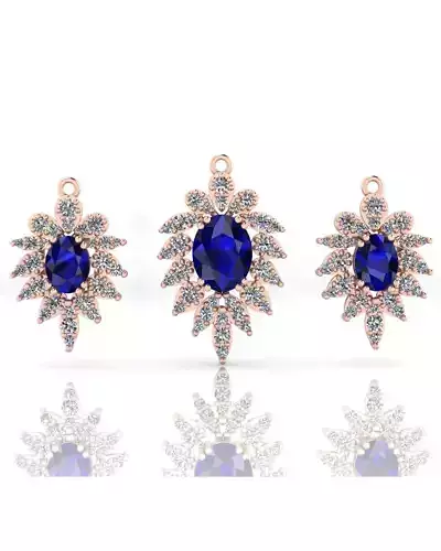 oval jewelry set earring and pendant