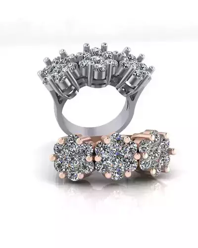 3 flower setting engagement jewelry ring 