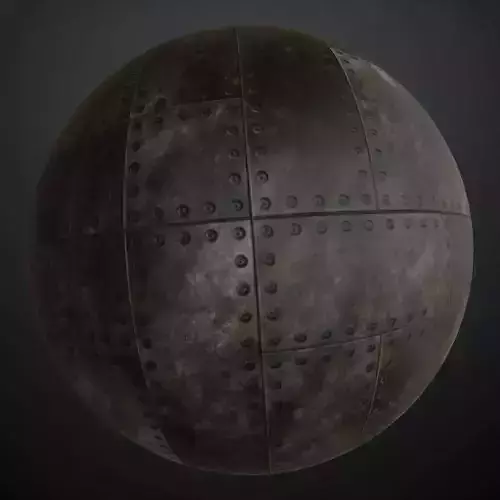 Black Rusty Riveted Metal Plate PBR Seamless