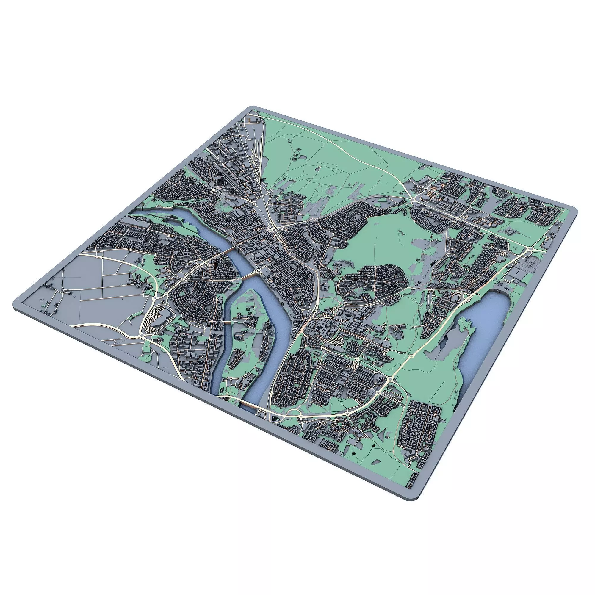 Umea City Sweden Scandinavian Urban Landscape 3D print model_1