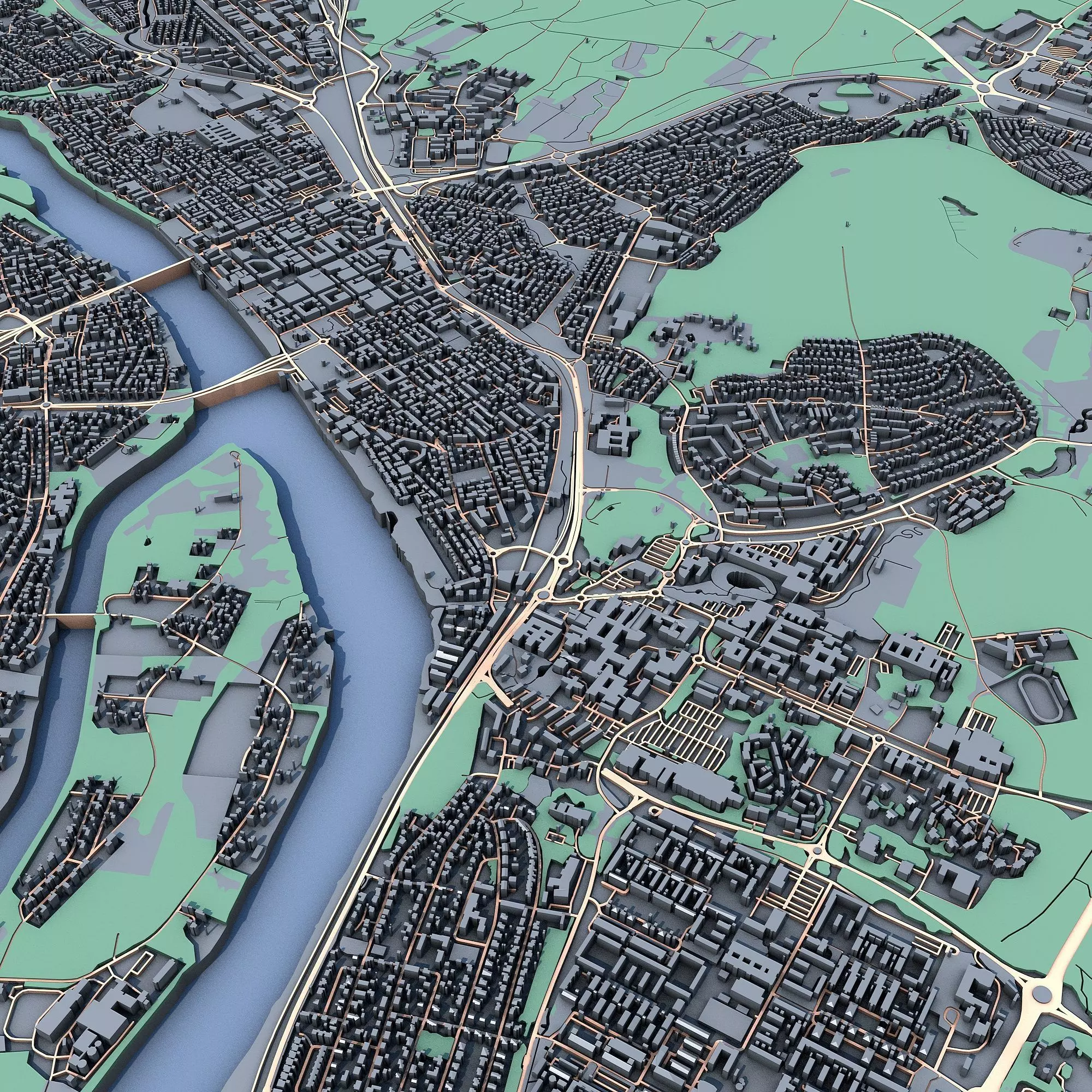 Umea City Sweden Scandinavian Urban Landscape 3D print model_0