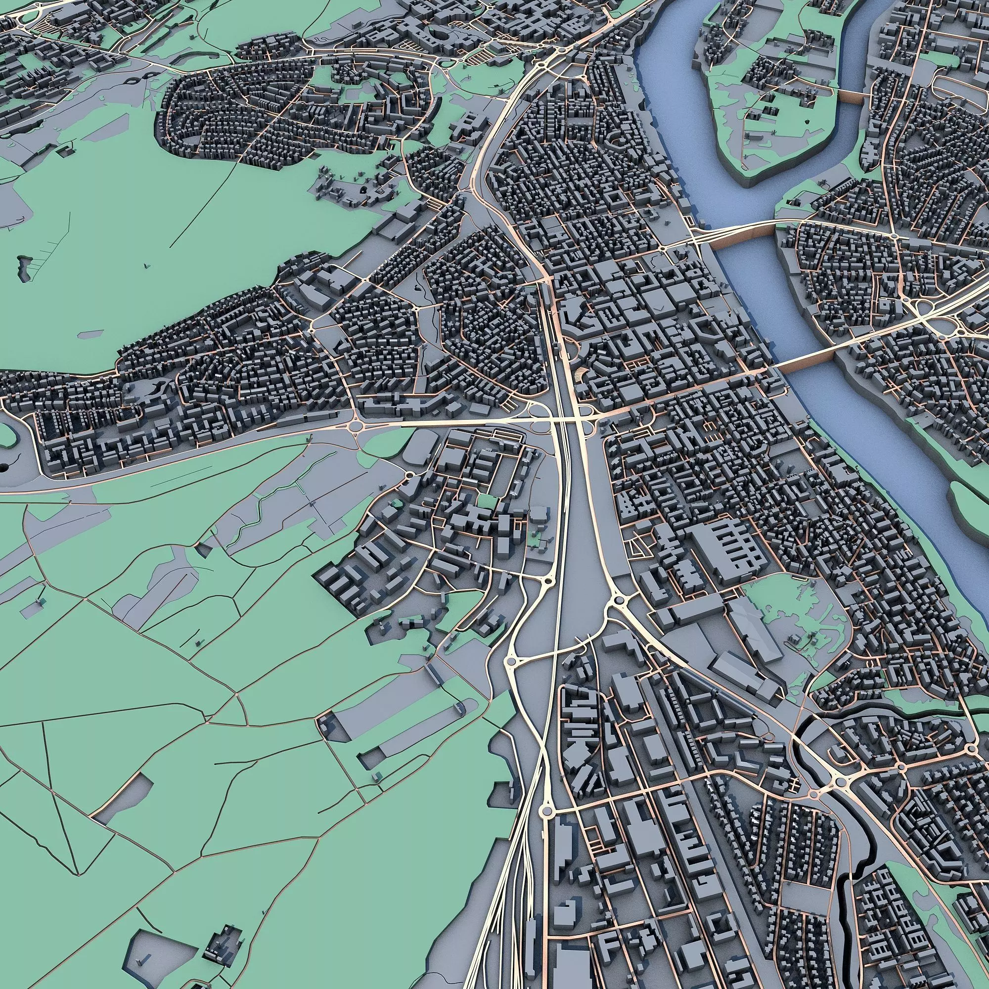 Umea City Sweden Scandinavian Urban Landscape 3D print model_5