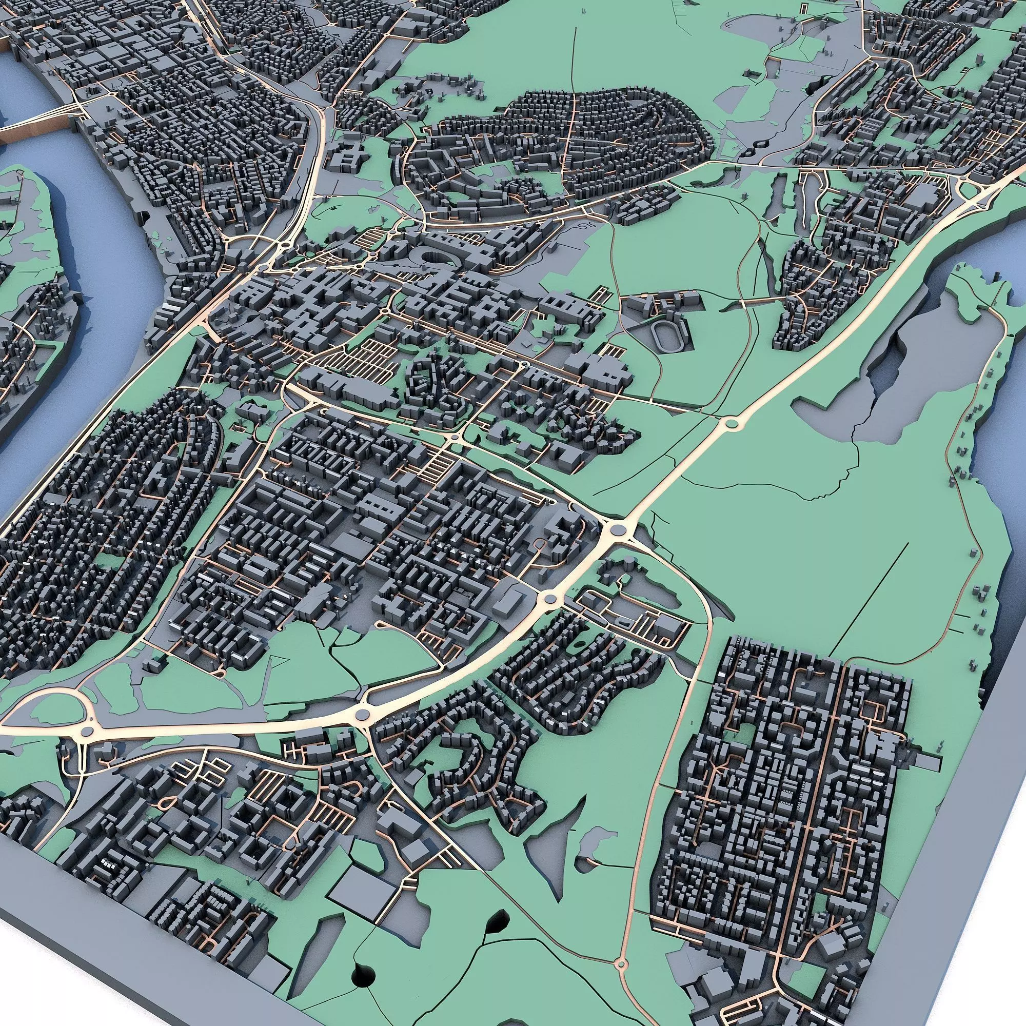 Umea City Sweden Scandinavian Urban Landscape 3D print model_2