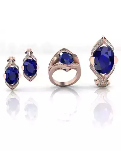 oval jewelry set earring ring and pendant