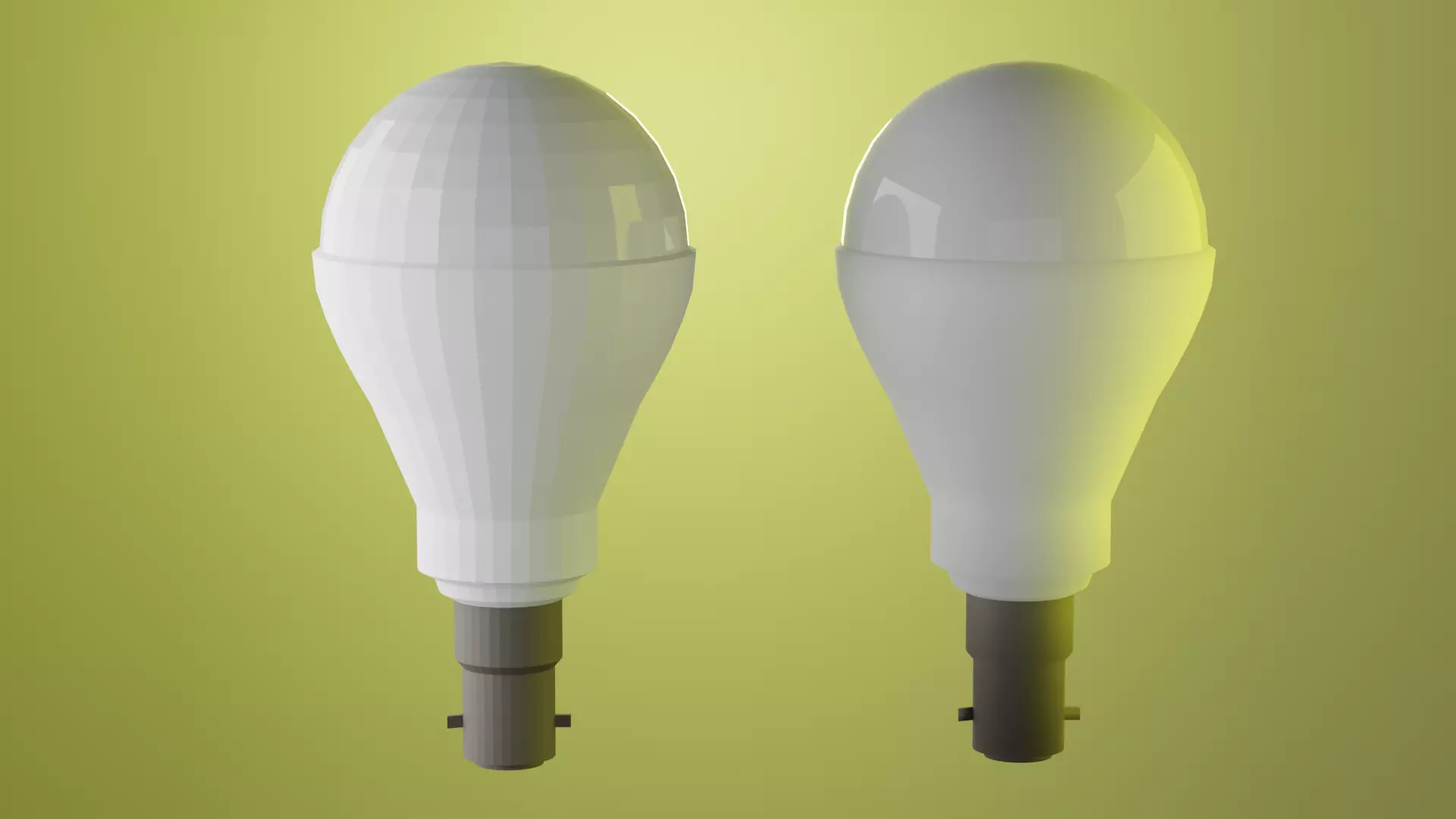 High-poly and Low-ploy LightBulb Free low-poly 3D model_3