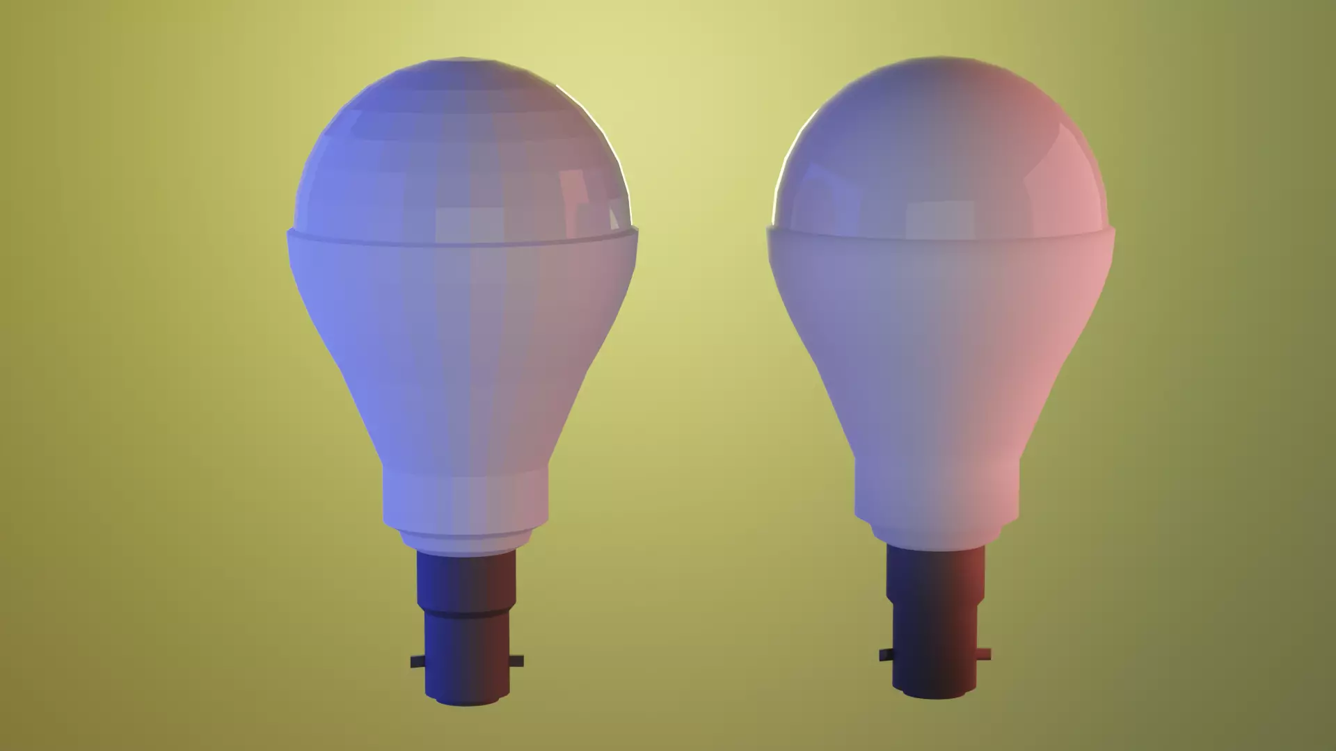 High-poly and Low-ploy LightBulb Free low-poly 3D model_4