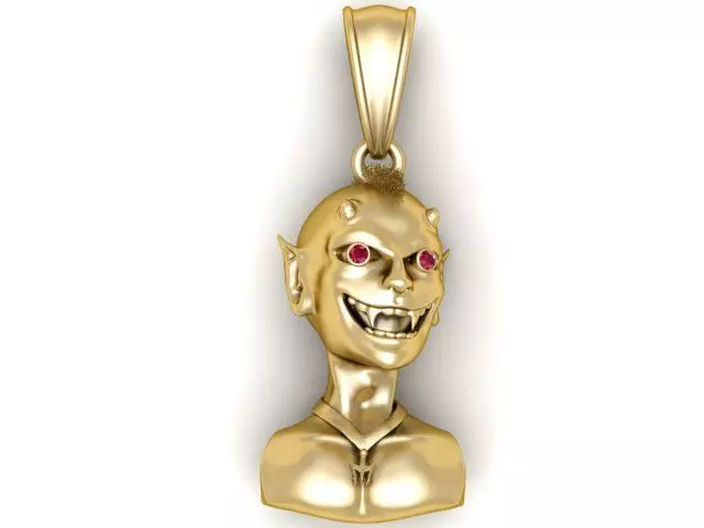 Golden Devil Pendant 3D Printable Model 3D print model