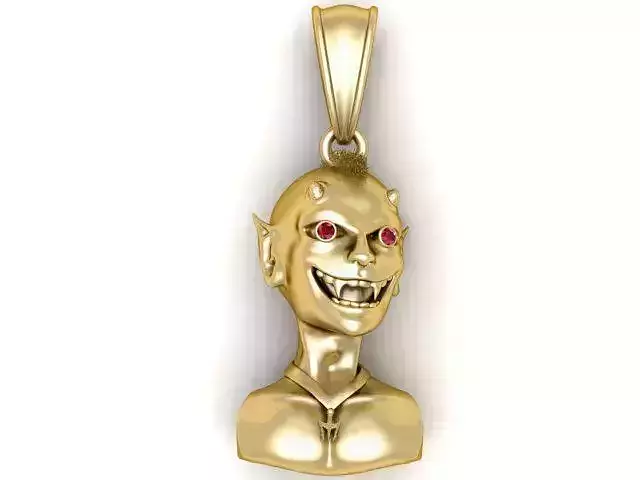 Golden Devil Pendant 3D Printable Model