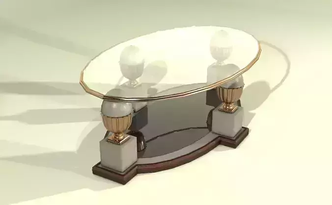 Classical table with  glass and  stone 