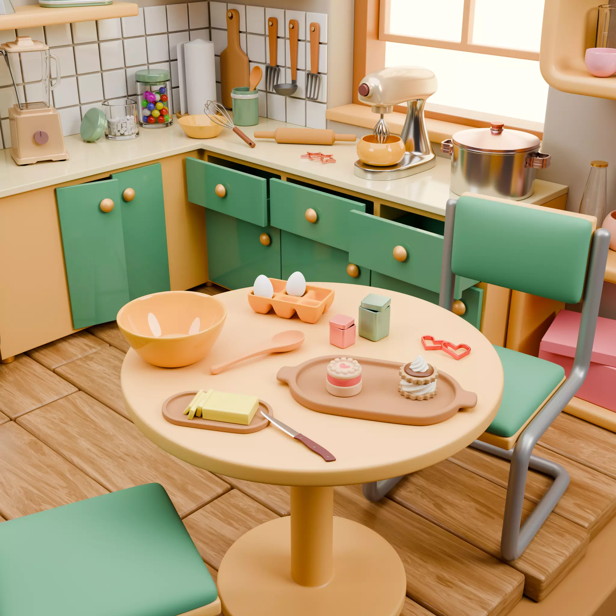 Stylized Isometric Home Pack 8 Modular Rooms Low-poly 3D model_99