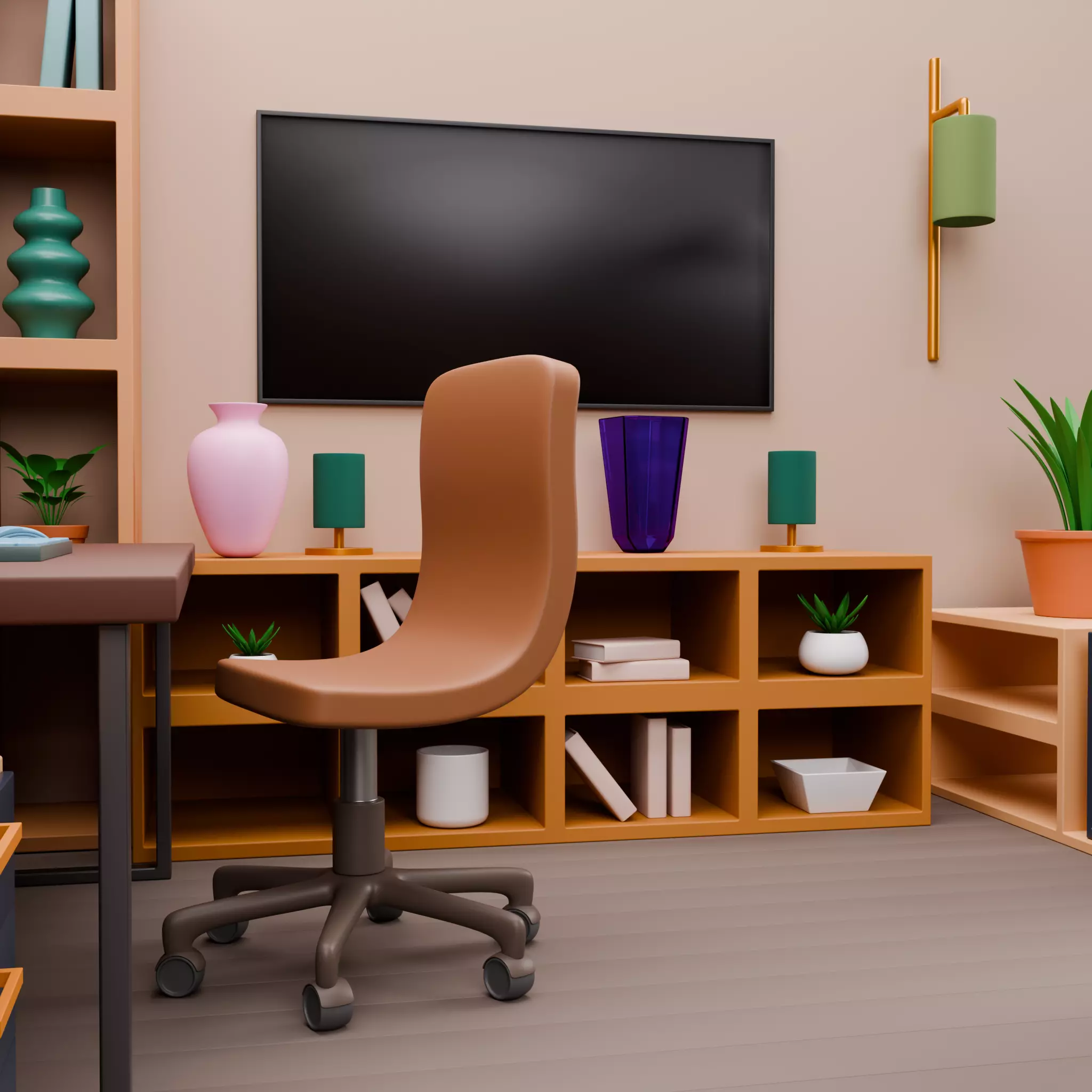 Stylized Isometric Home Pack 8 Modular Rooms Low-poly 3D model_38