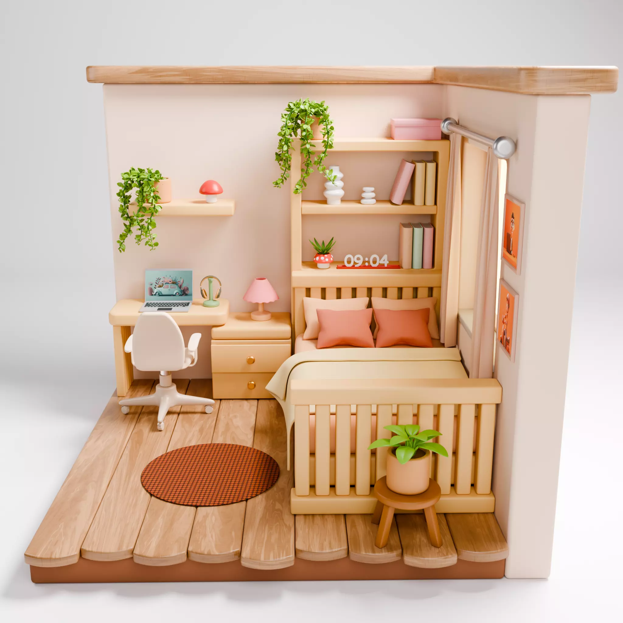 Stylized Isometric Home Pack 8 Modular Rooms Low-poly 3D model_107