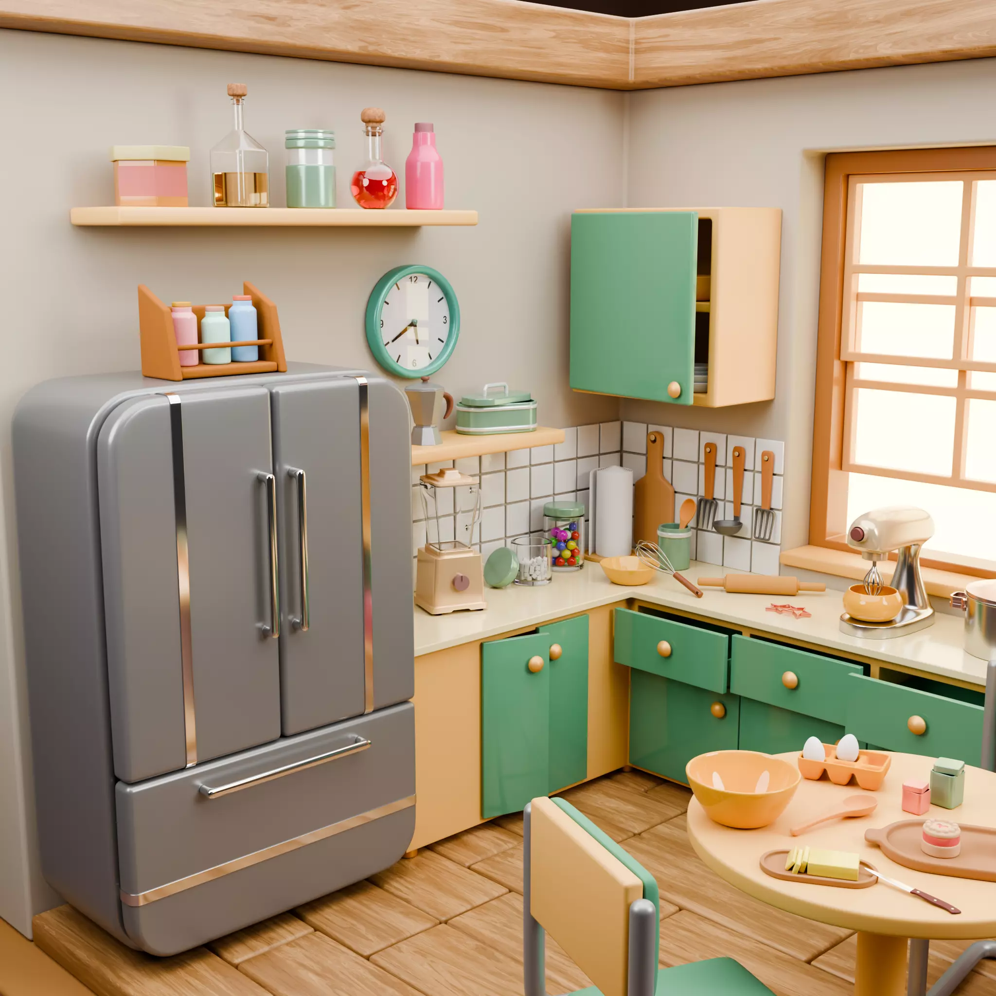 Stylized Isometric Home Pack 8 Modular Rooms Low-poly 3D model_98