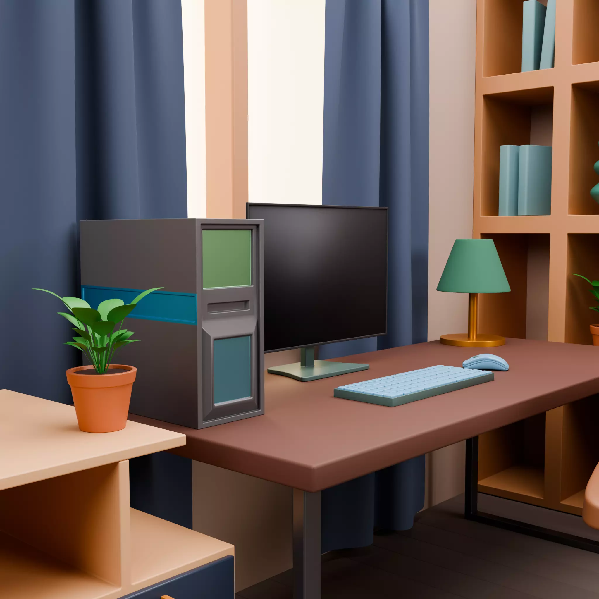 Stylized Isometric Home Pack 8 Modular Rooms Low-poly 3D model_39