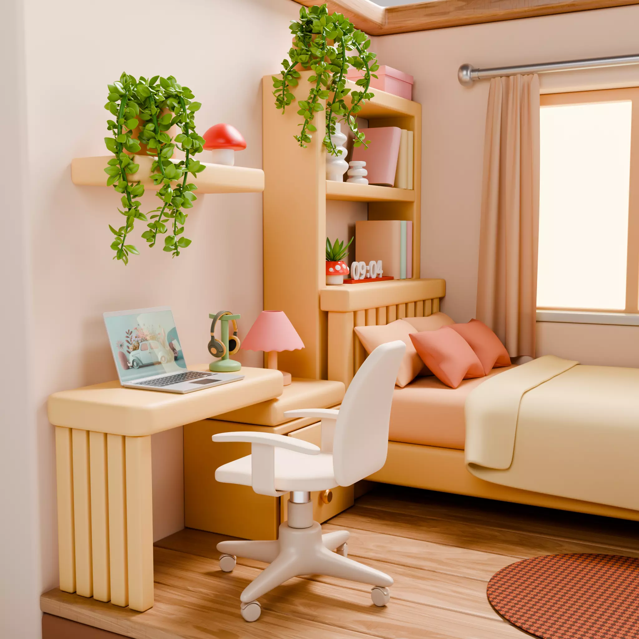 Stylized Isometric Home Pack 8 Modular Rooms Low-poly 3D model_110