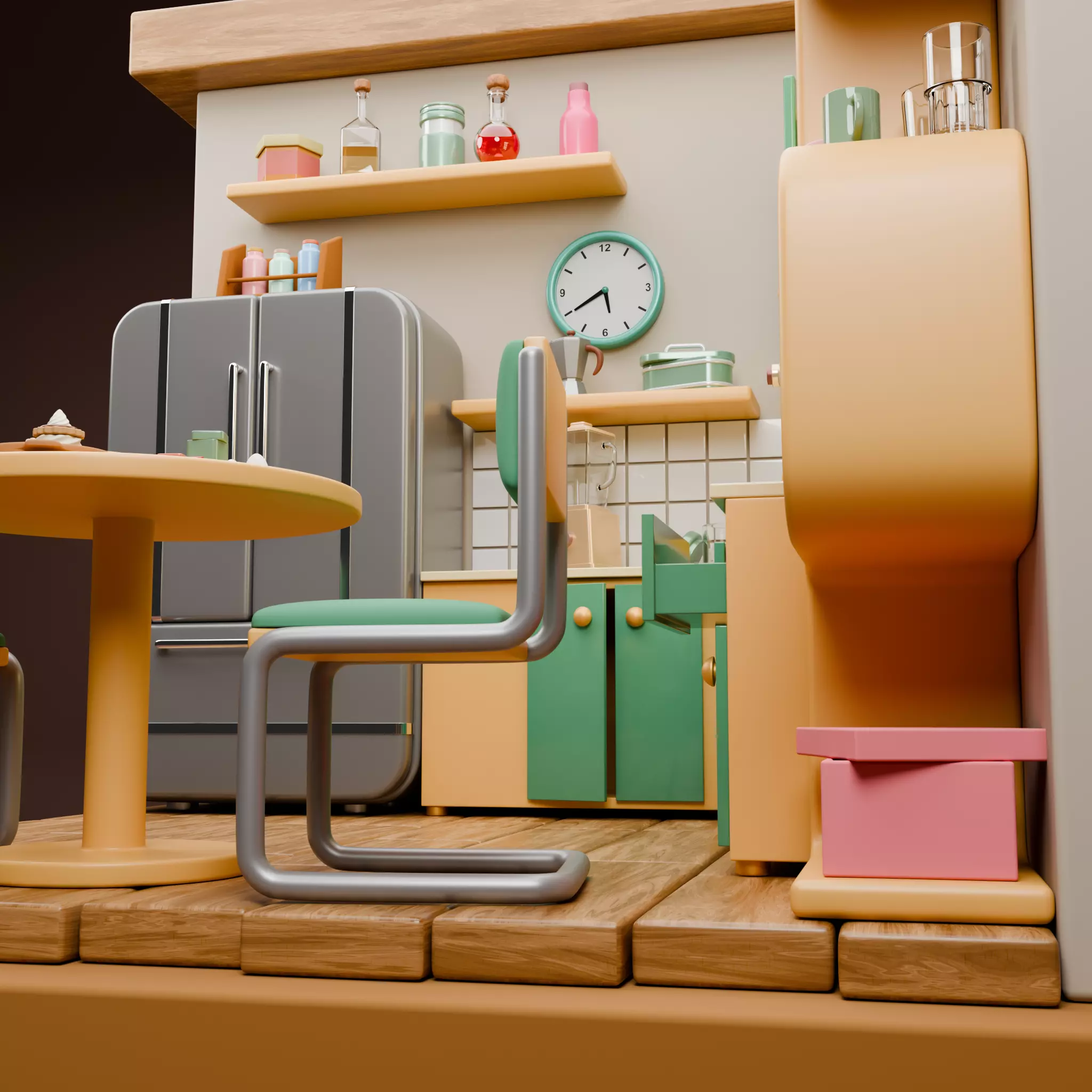 Stylized Isometric Home Pack 8 Modular Rooms Low-poly 3D model_105