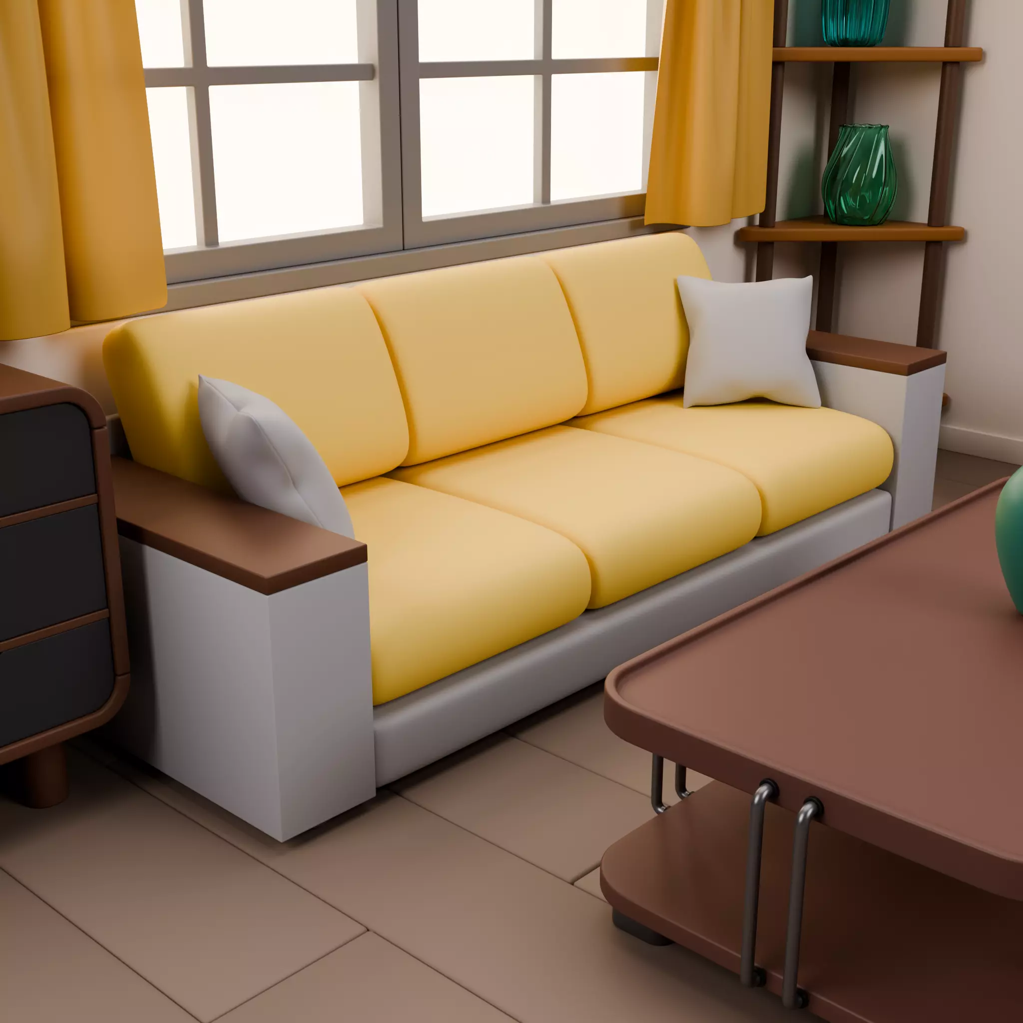 Stylized Isometric Home Pack 8 Modular Rooms Low-poly 3D model_7