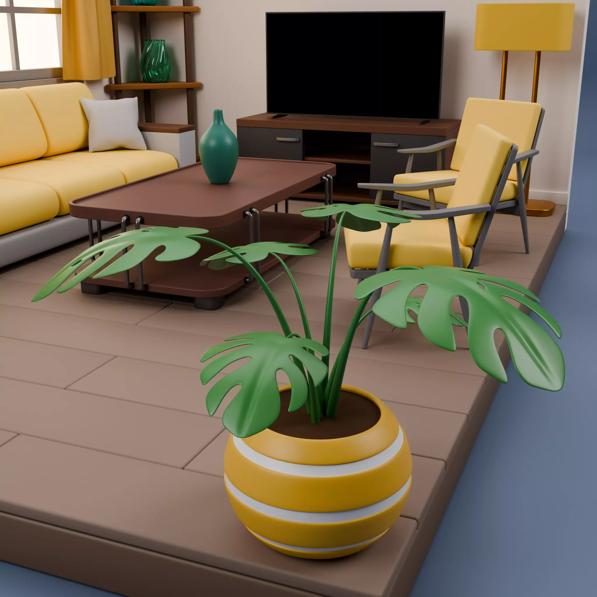 Stylized Isometric Home Pack 8 Modular Rooms Low-poly 3D model_12