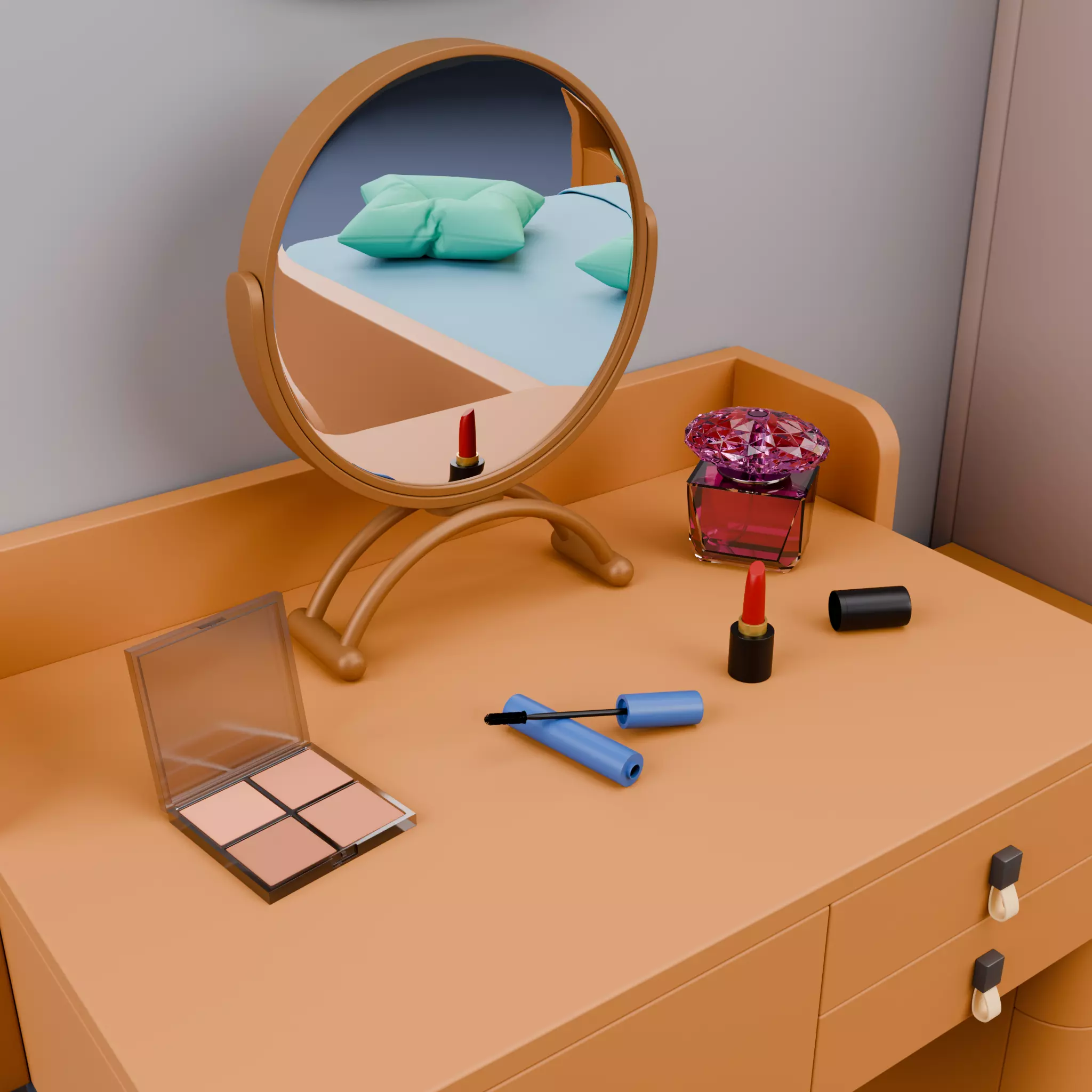 Stylized Isometric Home Pack 8 Modular Rooms Low-poly 3D model_85